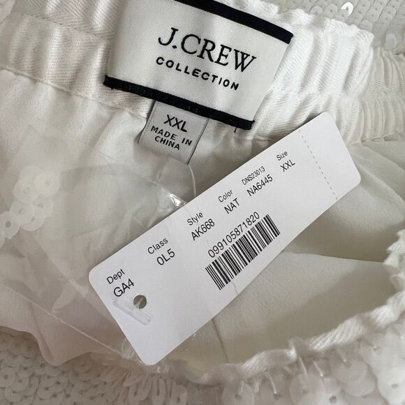 J.Crew Collection White Sequin Midi Skirt NWT XXL Pull On Party - Picture 4 of 5